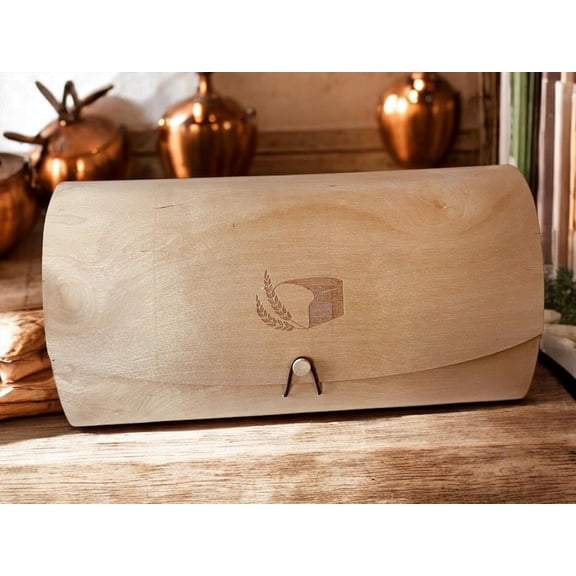 Large Birch Wood Bread Box 15 | Natural Bread Storage Bin for Kitchen Countertop, Eco-Friendly Loaf Keeper | No Assembly Needed| Lightweight & Portable for Picnic, Camping & Travel
