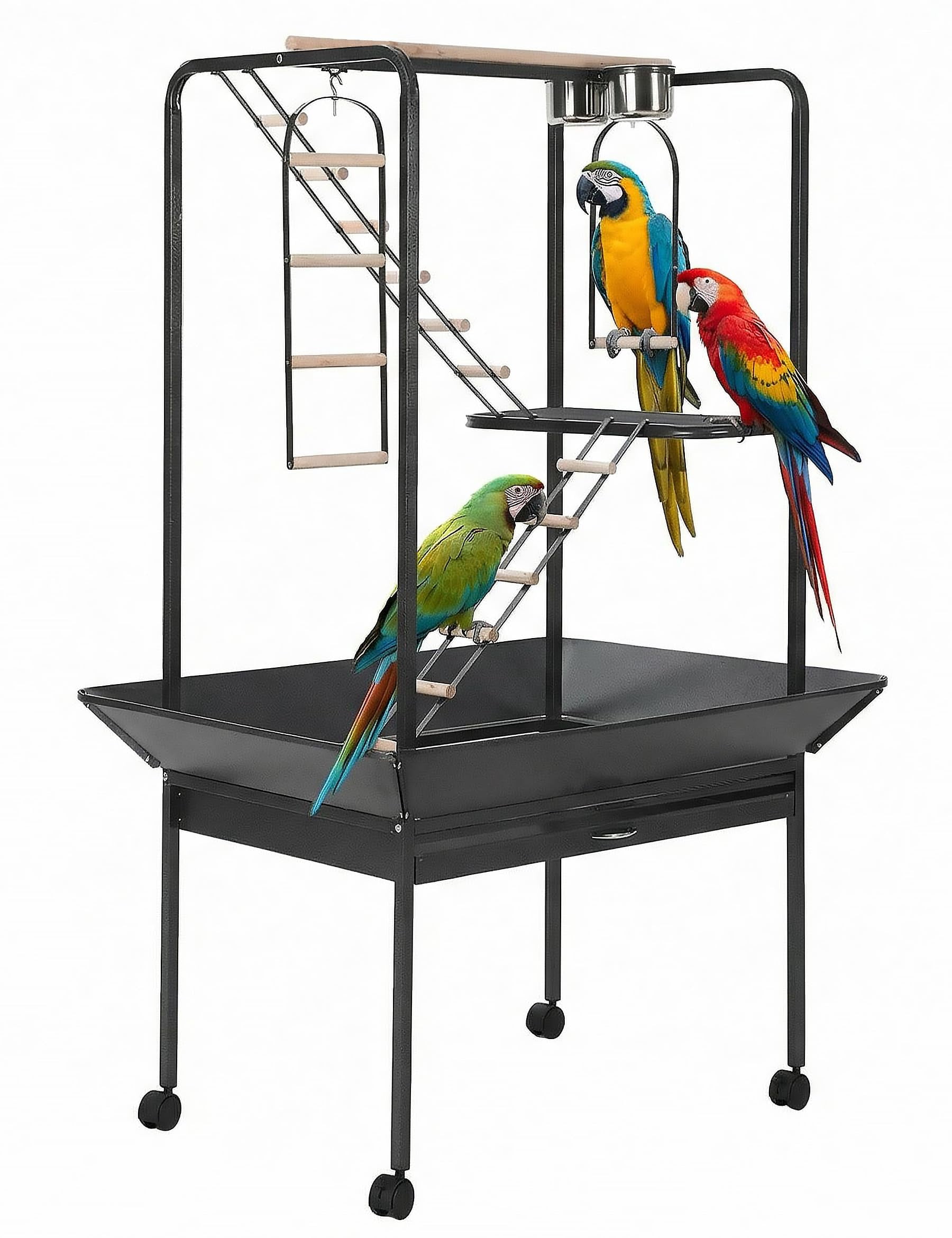 Stackable Play Ladders Large Bird Stand Play Center Cage for Macaws & Parakeets – Rotating ...