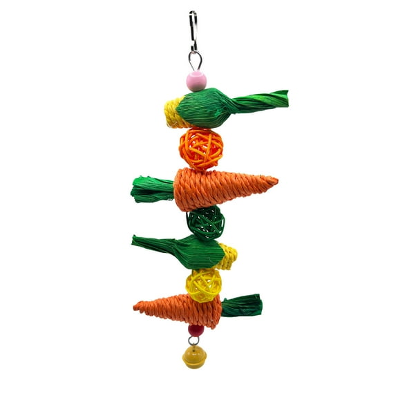 Large Bird Toys for African Grey, Macaws & Cockatoos – Natural Wood Chew Toys with Peppered Design – Durable Aviary Hanging Parrot Toys for Boredom Relief & Beak Health