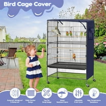 Large Birds Cage Covers Waterproof Adjustable Front Curtain Blackout Breathable Birdcage Covers for Parrot Small Animals (38x24x51in) - Blue