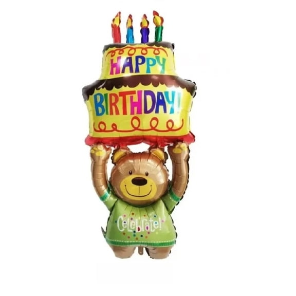 Large Birthday Three Layer Cake Candle Bear Foil Balloons Birthday Party Decoration Air Globos Gifts