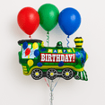 thumbnail image 1 of Train Birthday Party Balloon Bouquet Set Green Red Blue Kids balloons, 1 of 3