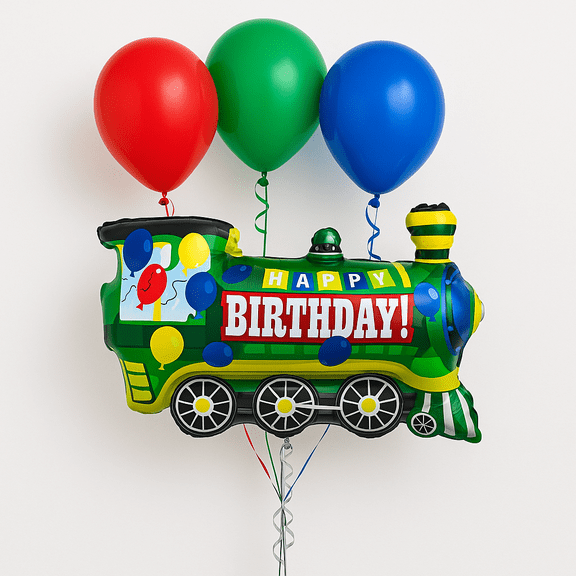 Train Birthday Party Balloon Bouquet Set Green Red Blue Kids balloons