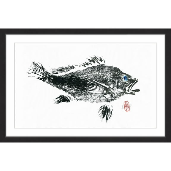 "Large Black Bass" Framed Painting Print
