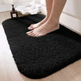 thumbnail image 1 of Large Black Bathroom Rugs, 20"×32" Absorbent Shaggy Shower Mat, Microfiber Bath Mats for Bathroom, Luxury Bathroom Floor Mats Rubber Back, 1 of 8