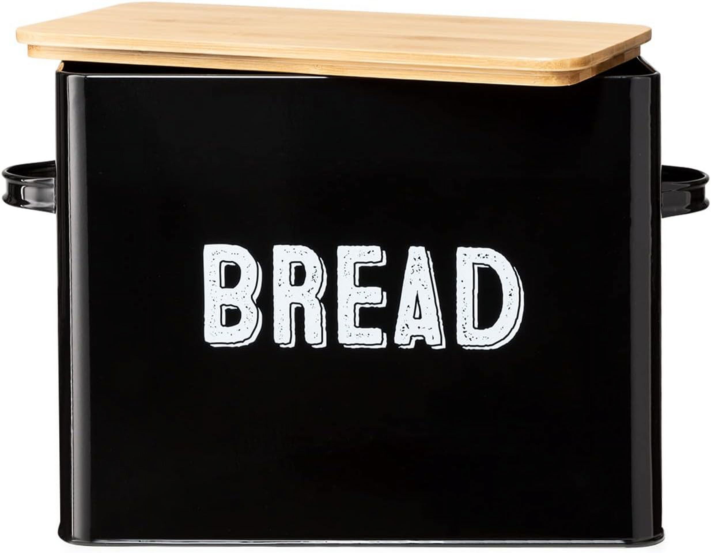 Large Black Bread Box For Kitchen Countertop, Bread Storage Container
