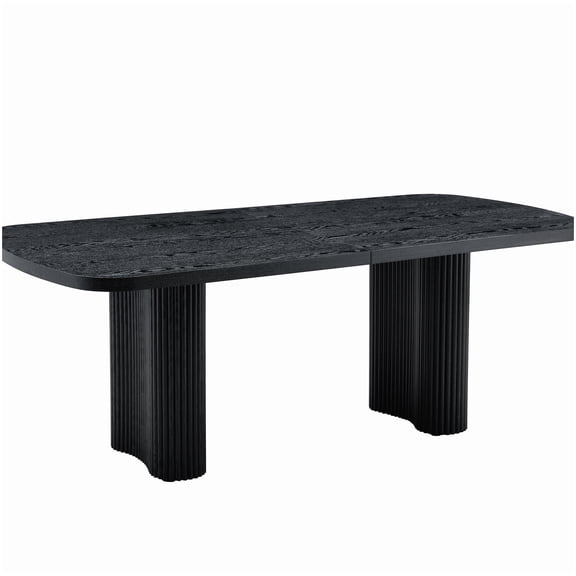 Large Black Dining Table for 8 Person, Roman Pillar Leg Dining Room Table, MDF Top with Iron Frame, Easy Assembly Formal Dinner Table