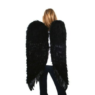 Black Adult Halloween Wing - 38 by 29.8 - Black Feather Wing