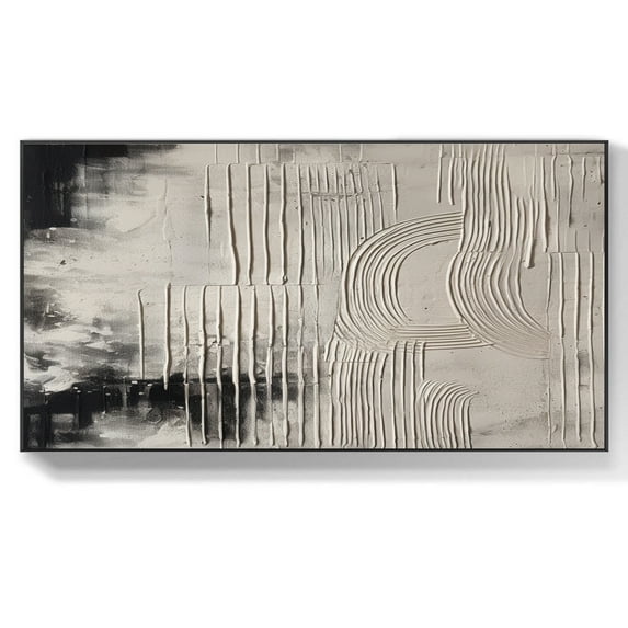 Large Black and Grey Minimalist Abstract Wall Art on Canvas Modern Black Grey Textured Oil Painting Living Room Wall Art Decor,Unstretched,Frameless,(51*102cm)20*40Inches