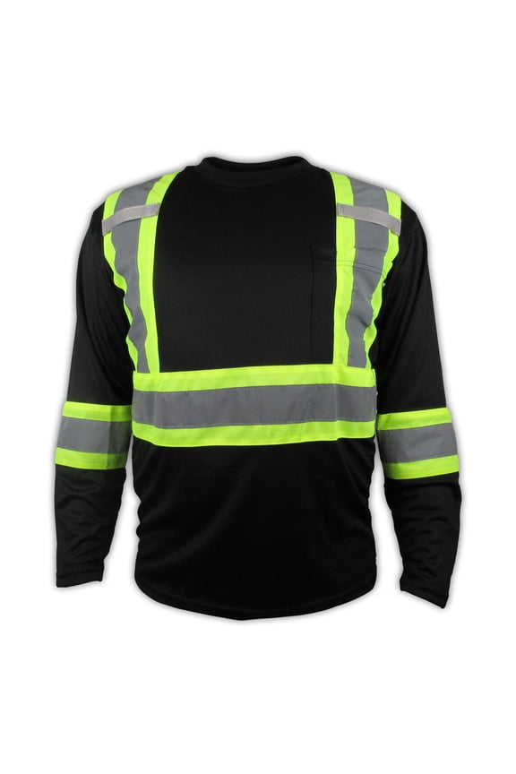 Large Black High Visibility Safety Shirt / Class 3 - Level 2