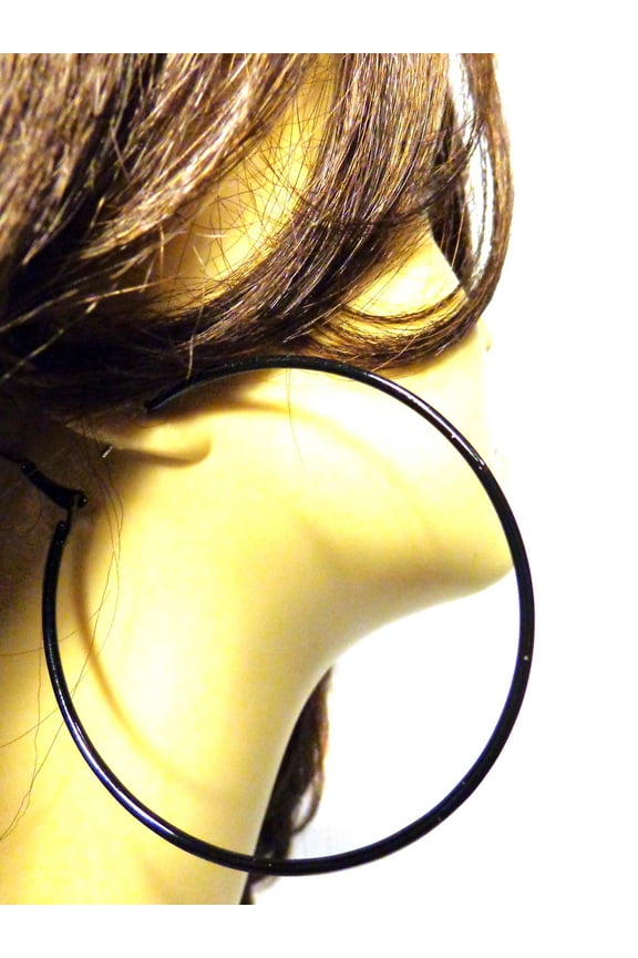 Large Black Hoop Earrings Circle Thin Hoops 3 inch Hoop Earrings