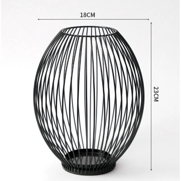 Large Black Lantern Candlestick - Nordic Style Ornament, In Stock, Wholesale, Home Use, European Style Iron Art Crafts, Living Room Candle Base, Dining Table Decoration Candlestick