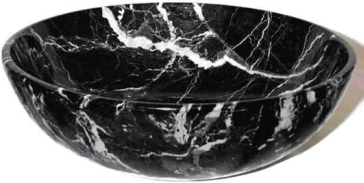 Large Black Marble Fruit Bowl, Decorative Stone Bowl Centerpiece 12