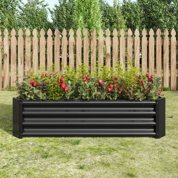 Large Black Metal Raised Garden Bed - 4'X2'X1' Rectangle Planter For Vegetables, Herbs & Flowers