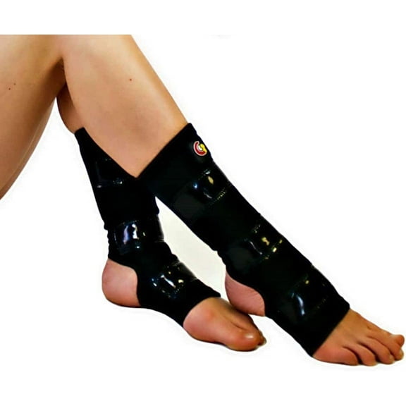 Large Black Mighty Grip Pole Dancing Ankle Protectors with Tack Strips for Gripping the Pole (1 pair)