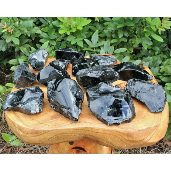 Large Black Obsidian Rough Natural Stones, 2-3" Raw Black Obsidian, Bulk Lot