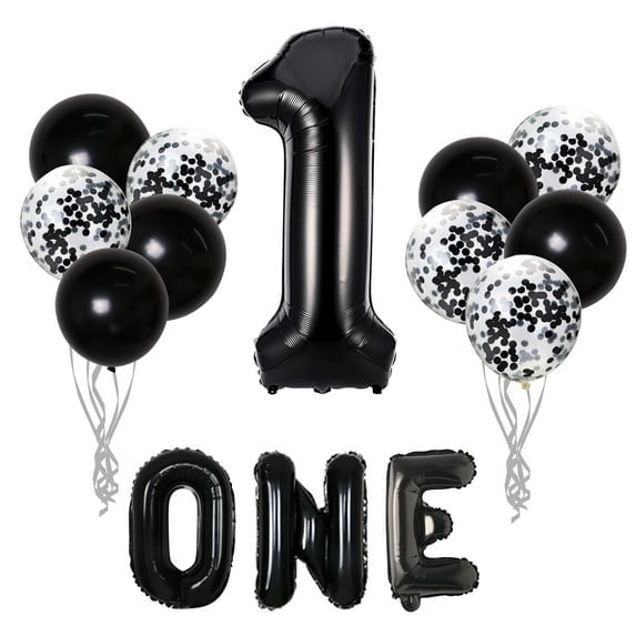 Large, Black One Balloon for First Birthday - Number 1 Balloon, 40 Inch | 1st Birthday Girl Decoration | Black 1 Balloon for First Birthday | 1st Birthday Balloons, 1st Birthday Decorations