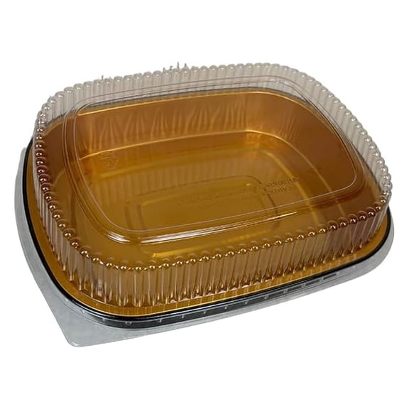Large Black and Pan with Dome Lid | 50 Sets Big Pans with Dome Lids | Durable & Versatile Pans with Dome Lids Serving Foods Hot Meals Baking Desserts BBQs Catering