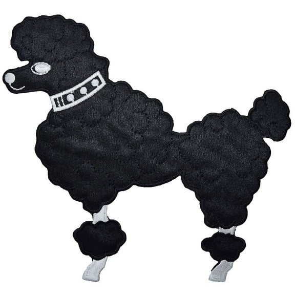 Large - Black Poodle - Facing Left - Iron on Applique/Embroidered Patch