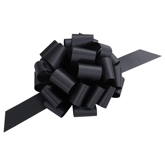 Large Black Ribbon Pull Bows 9 Inch Wide Set of 6