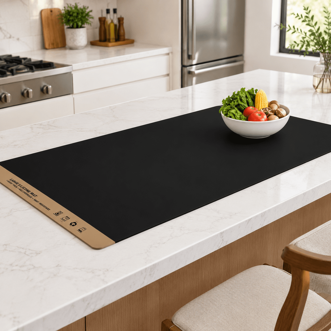 Large Black Silicone Kitchen Counter Mat 78.7