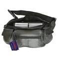 thumbnail image 1 of Large Black Solid Leather Waist Fanny Pack Belt Bag Travel Hip Purse Mens Womens Marshal, 1 of 7