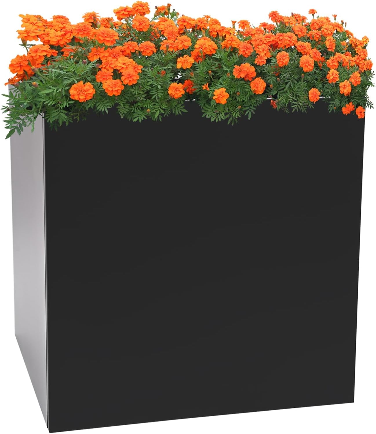 26 Inch Steel Square Planter Box Black Cube Planting Box Indoor Outdoor Flowers Plants Planter for Patio Yard Garden