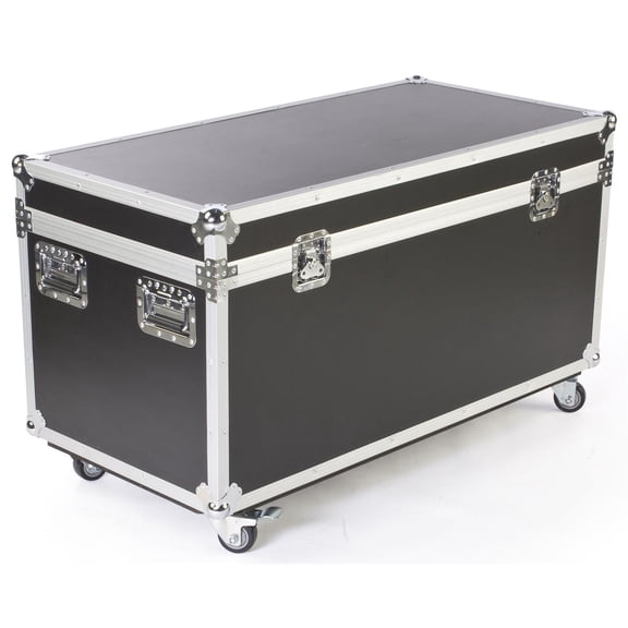 Large Black Transport Trunk with a Chrome Trim, Polystyrene Foam Interior Lining and Locking Wheels (WSC472323)