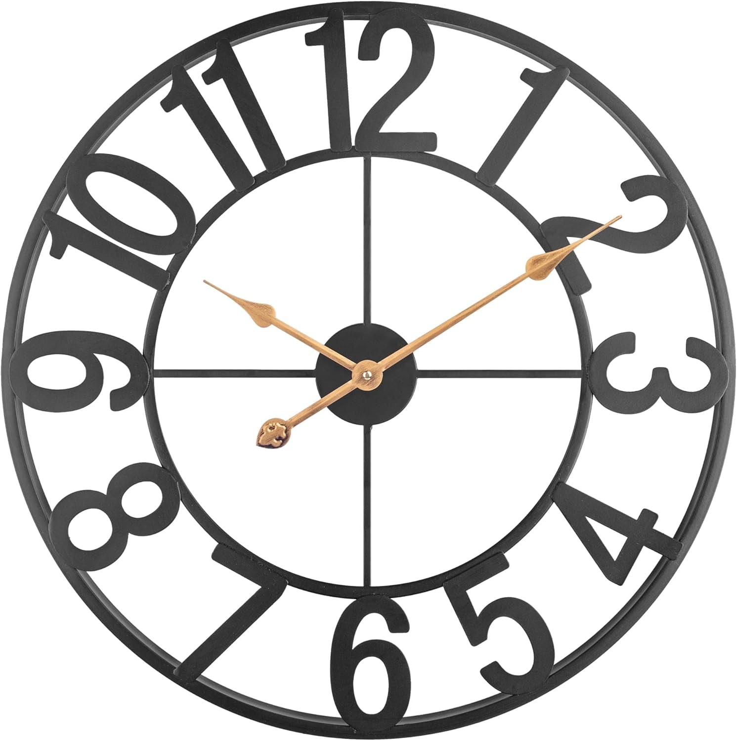 Large Black Wall Clock, Modern 18 Inch Battery Operated Wall Clocks, Silent Non Ticking Analog Clock for Living Room, Office, Home, Bedroom, Kitchen
