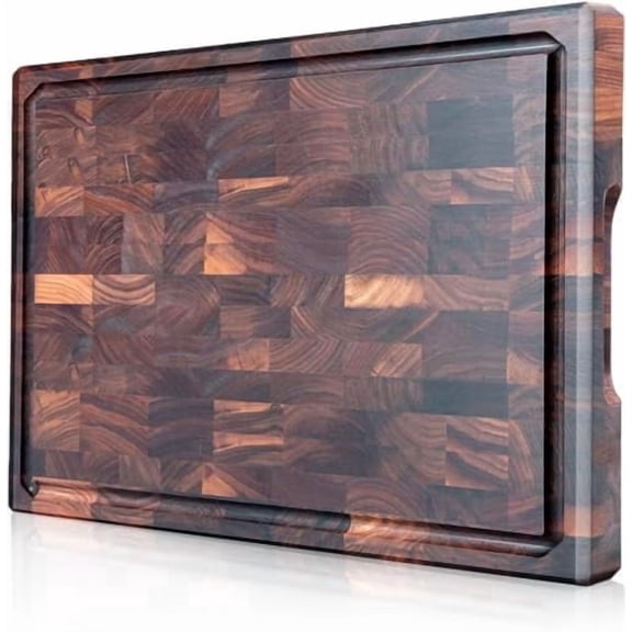 Large Black Walnut Cutting Board Premium Walnut Chopping Board for Kitchen with Juice Slot, Non-Slip Feet, (Large - 16.5x11.8x1 inches)$$Home Decor, Kitchen, & Other