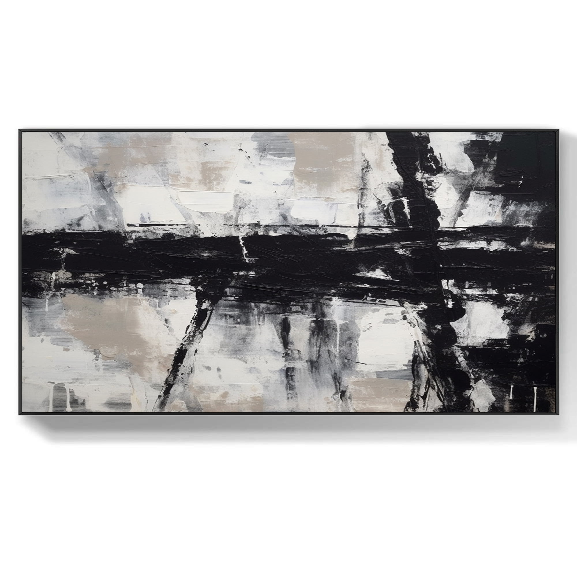 Large Black and White Abstract Wall Art Textured Wall Art Black and ...