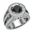 thumbnail image 1 of Large Black diamond engagement ring 14K White Gold 7.30 mm 2.80 carat tw, 1 of 5