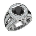 thumbnail image 1 of Large Black diamond engagement ring 18K White Gold 8.00 mm 3.50 carat tw (G,VS1), 1 of 5