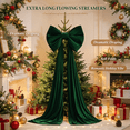 thumbnail image 1 of Large Blackish Green Velvet Christmas Tree Topper Bow, 79 × 16 Inch Giant Holiday Bow for Garland, Mantel, Door & Decor, 1 of 7