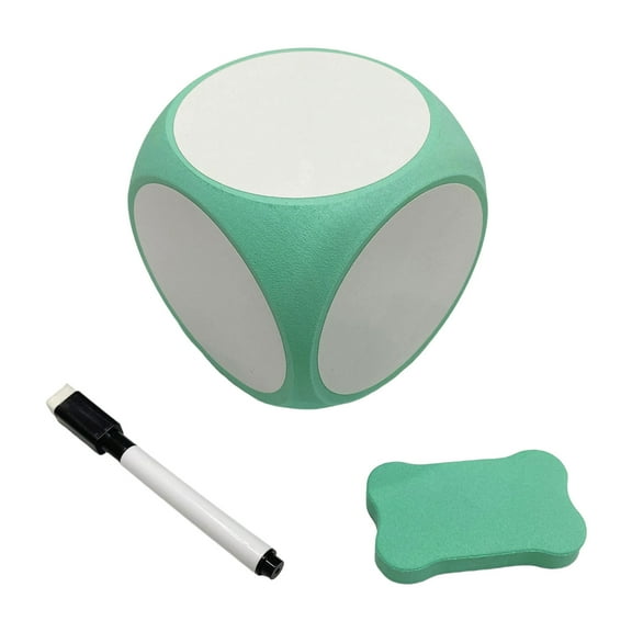 Large Blank Erasable Dice for DIY Games and Classroom Activities Game Props Lightweight Material for Teaching and Fun(Green)