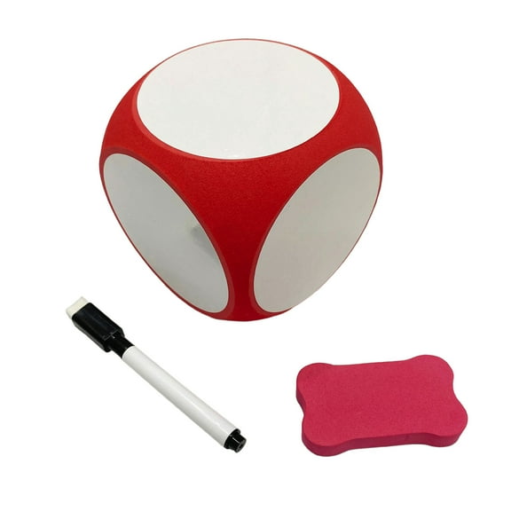 Large Blank Erasable Dice for DIY Games and Classroom Activities Game Props Lightweight Material for Teaching and Fun(Red)
