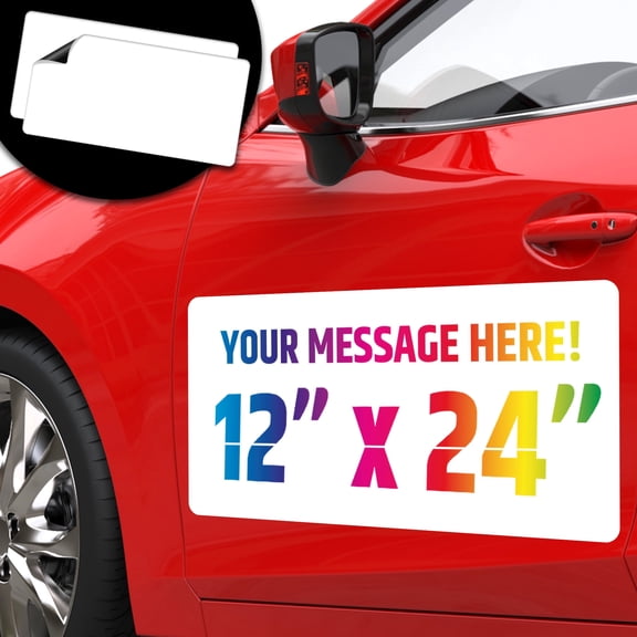 Large Blank Magnetic Car Signs (2 Pack) - Will Not Fly Off Your Vehicle/Truck Door (Upgraded Magnets) - Customize The Magnetic Sheets to Advertise Your Business | Flexible & Lays Flat | 24 X 12