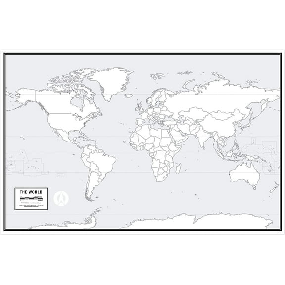Large Blank World Outline Map , Laminated, 36” x 24” | Great Blank Wall Map for Classroom or Home Study | Dry Erase Marker Included | Includes Detailed Laminated Answer Sheet | Learn Fast!