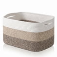 thumbnail image 1 of Large Blanket Basket, 22"x12"x17"(75L) Rectangle Woven Baskets for Storage, Cotton Rope Basket for Living Room, Toy Basket with Handle, Basket for Organizing(Gradient Brown), 1 of 7