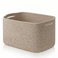 thumbnail image 1 of Large Blanket Basket, 22"x12"x17"(75L) Rectangle Woven Baskets for Storage, Cotton Rope Basket for Living Room, Toy Basket with Handle, Basket for Organizing(Oatmeal Brown), 1 of 7