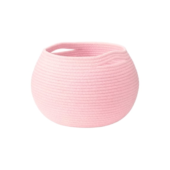 Large Blanket Basket, Jumbo Laundry Hamper, Cotton Rope Basket with Handles for Living Room,Baby Toy Storage Bins, Pink