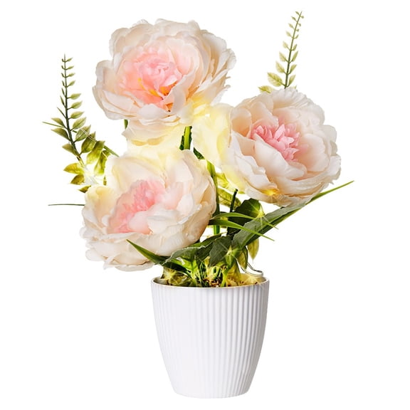 Lighted Potted Flower Spring Décor - Magnolia or Peony