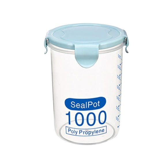 Large Blue 1000ml Airtight Plastic Storage Container, Stackable Food Canister for Kitchen