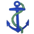 thumbnail image 1 of Large Blue Anchor with Green Rope Iron on Embroidered Patch, 1 of 1