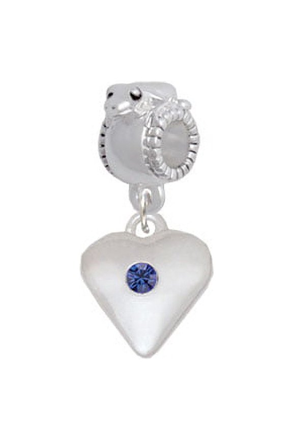 Large Blue Birthday Crystal Heart - Frog Charm Bead