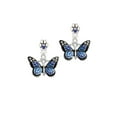 thumbnail image 1 of Large Blue Butterfly with 6 AB Crystals - Blue Crystal Paw Earrings, 1 of 1