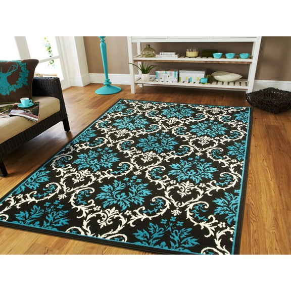 Large Blue Contemporary Area Rugs 2x3 Kitchen Rug/Door Mat 2' x8' 8x11