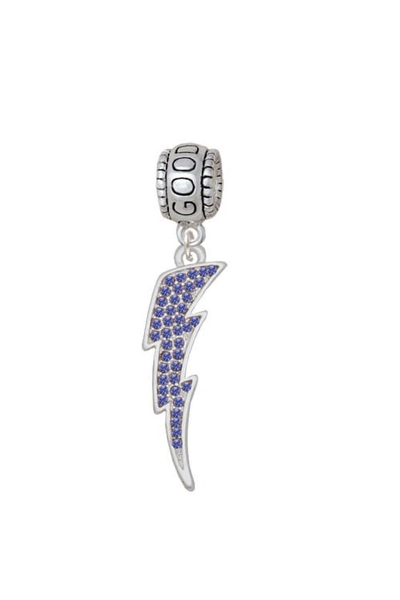 Large Blue Crystal Lightning Bolt - Good Luck Charm Bead