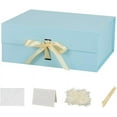 thumbnail image 1 of Large Blue Gift Box with Ribbon 1 Pack 13X11X5.3 Inch Large Gift Box with Lid Magnetic Closure Rectangle Collapsible Luxury Box for Wedding Gifts Crinkle Cut Paper Shred with Card, 1 of 13