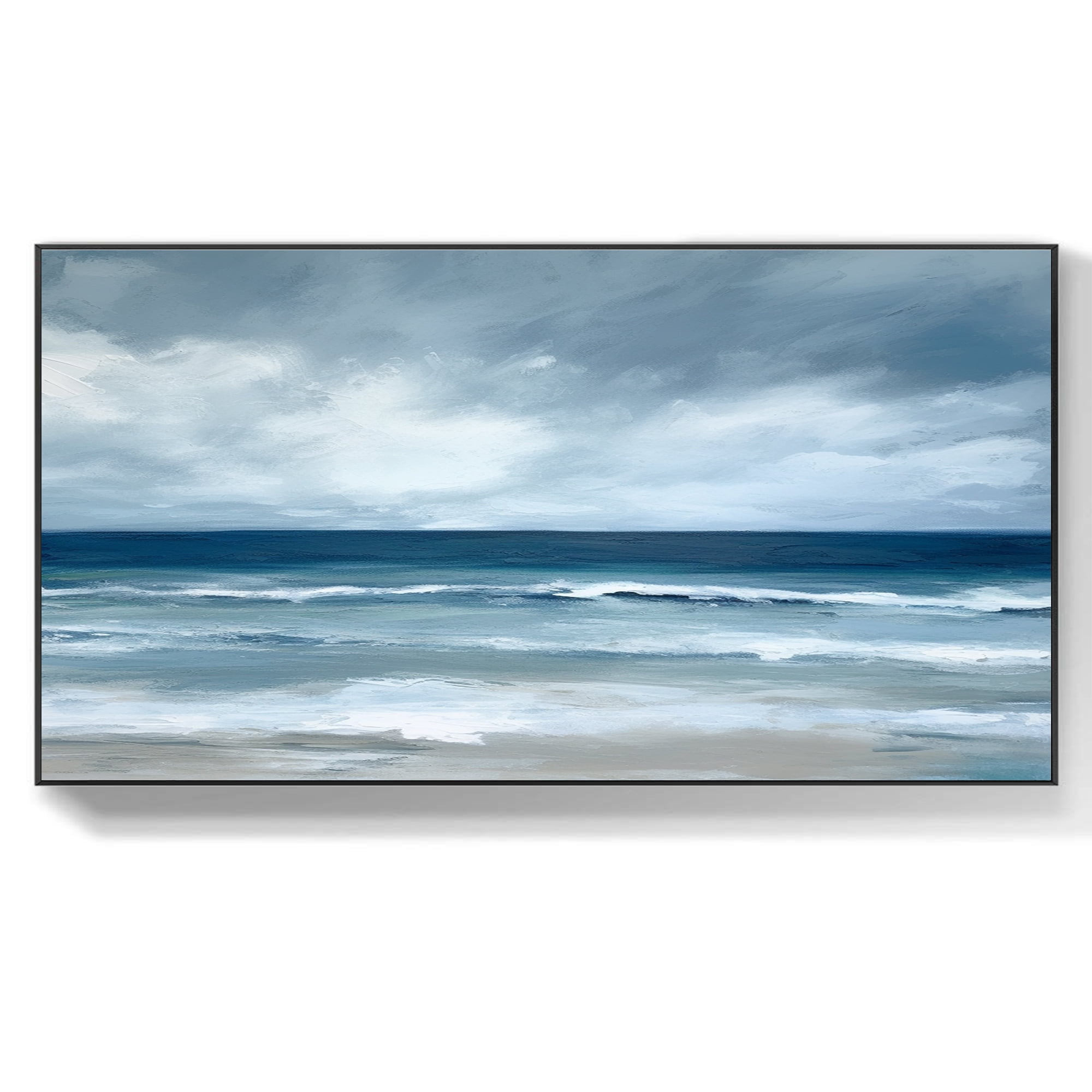 Large Blue Ocean Wave Oil Painting on Canvas Wall Art Original Abstract ...